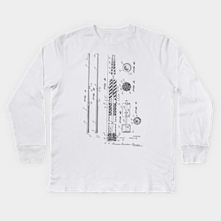 Billiard Cue Vintage Patent Hand Drawing Kids Long Sleeve T-Shirt